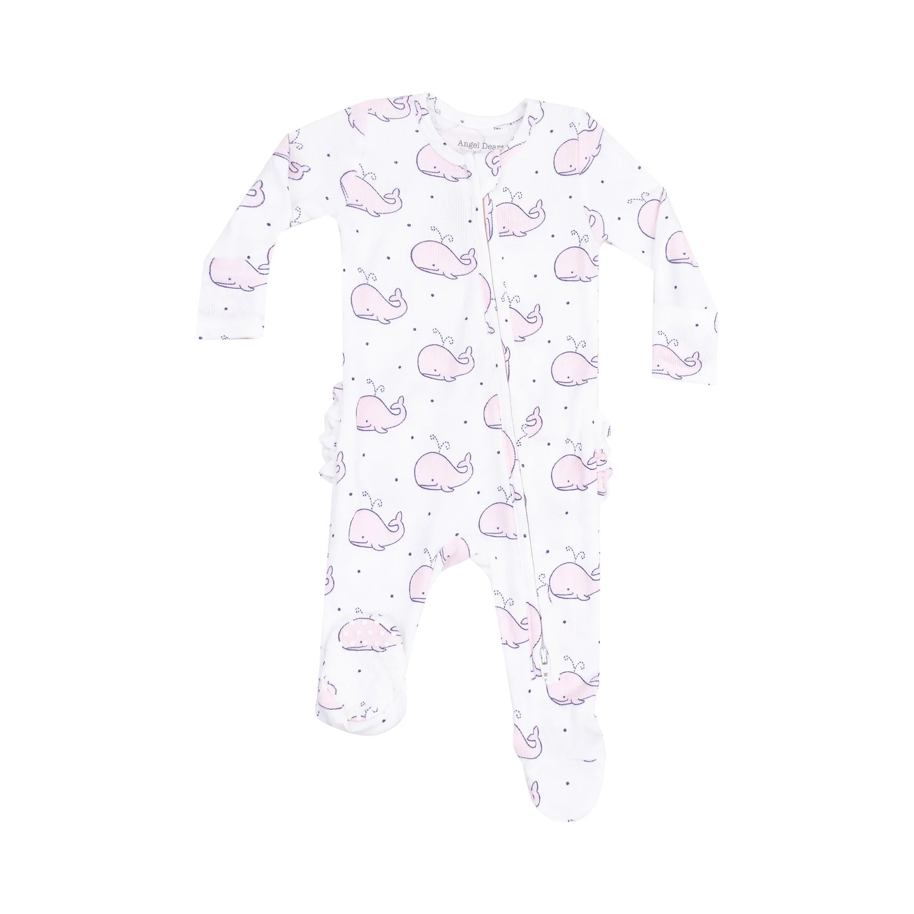Angel Dear 2 way Zipper footie  Bubbly Whale Pink