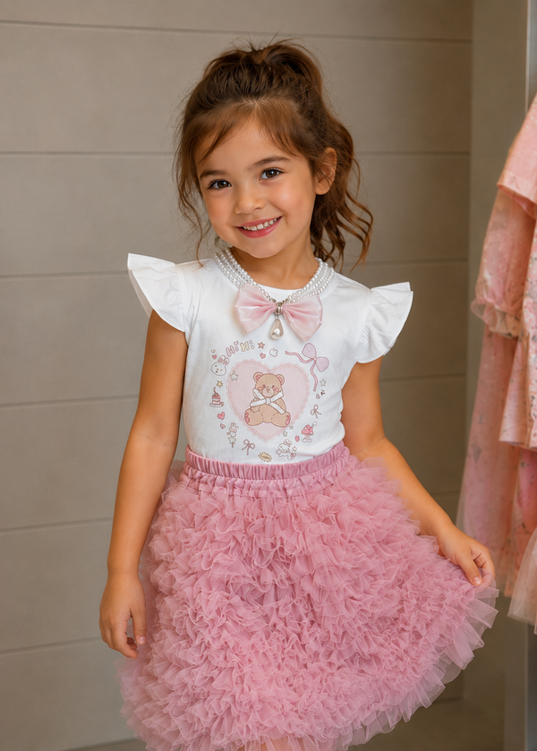 Pink Ruffle Tulle Skirt