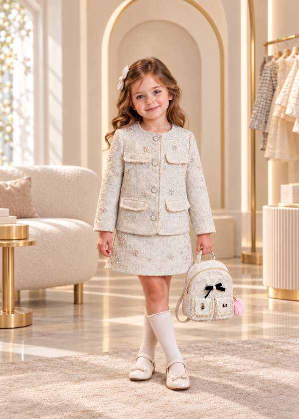 Embellished Tweed Jacket & Dress Set