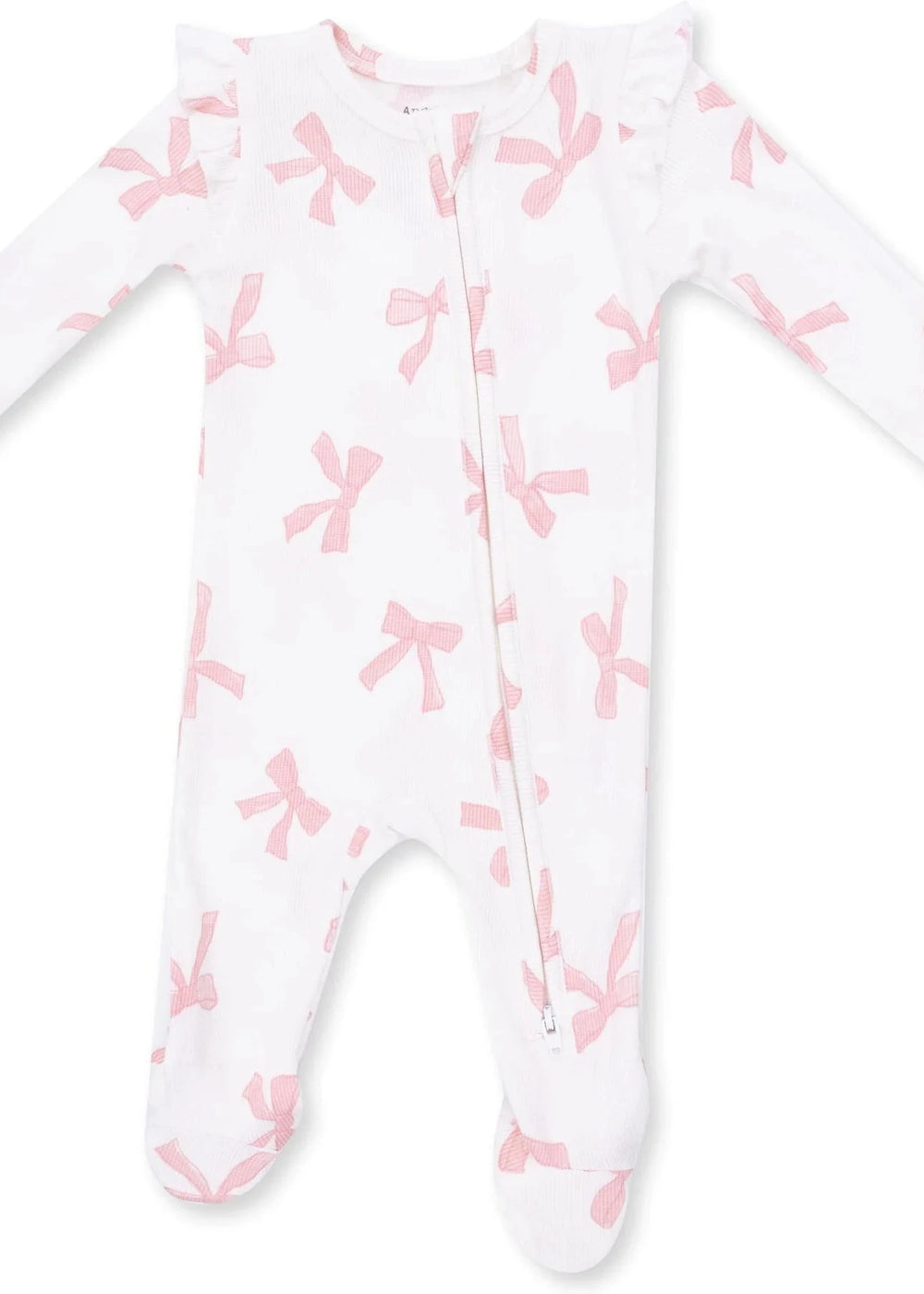 Pretty Bows - 2 Way Ruffle Sleeve Zipper Footie
