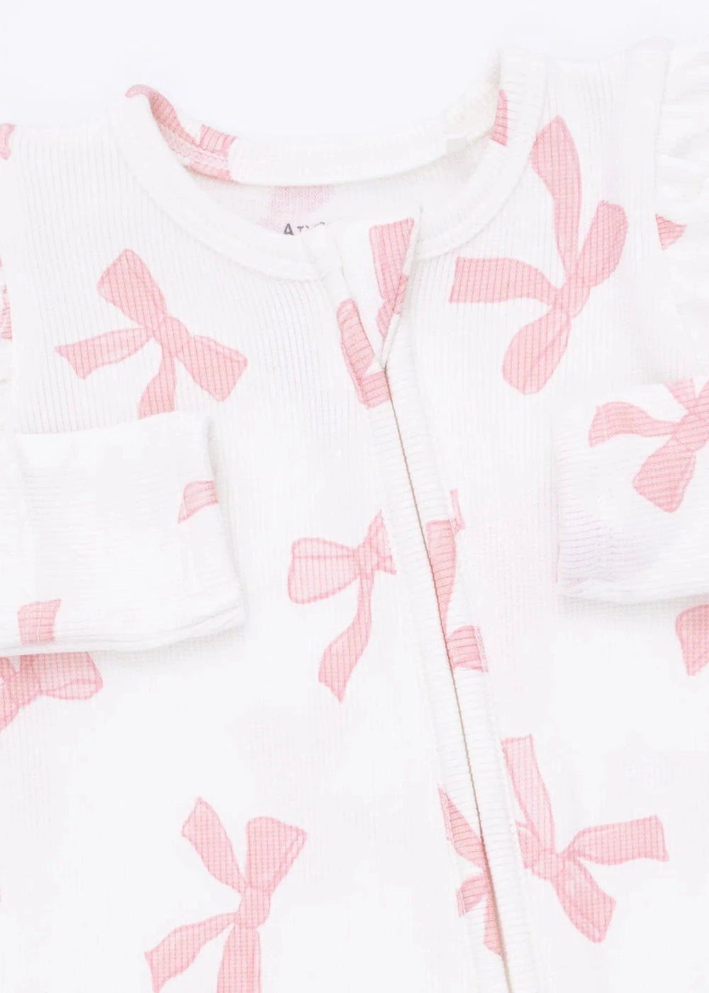Pretty Bows - 2 Way Ruffle Sleeve Zipper Footie