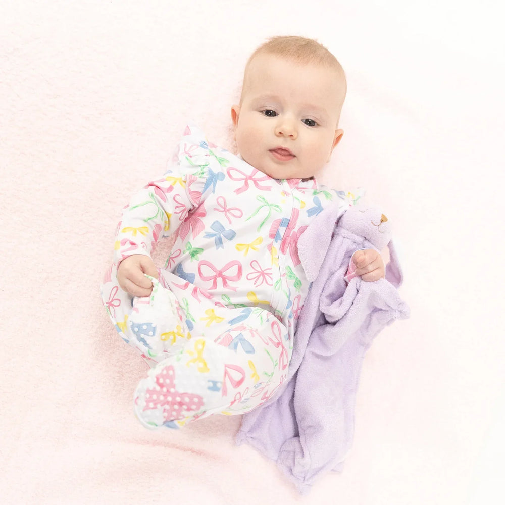 Sweet Bows 2 Way Ruffle Sleeve Zipper Footie