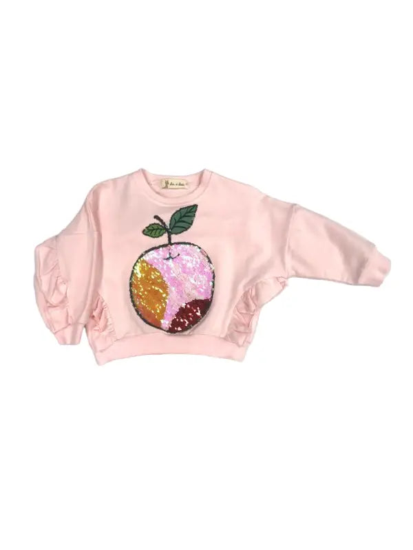 Girl Sequin Apple Patch Sweatshirt