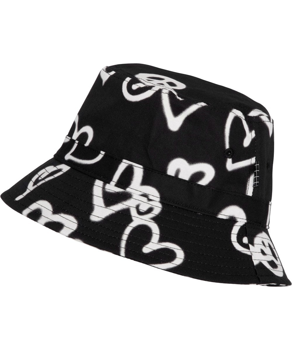 White hearts bucket hat for boy and girl