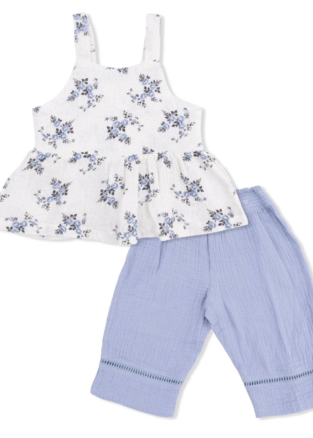 Belle Rosette Dot Peplum Tank with Smocked Waist