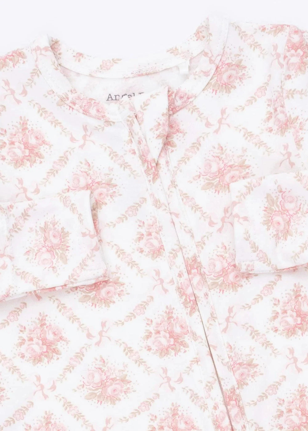 Rose Bow Lattice - 2 Way Ruffle Back Zipper Footie