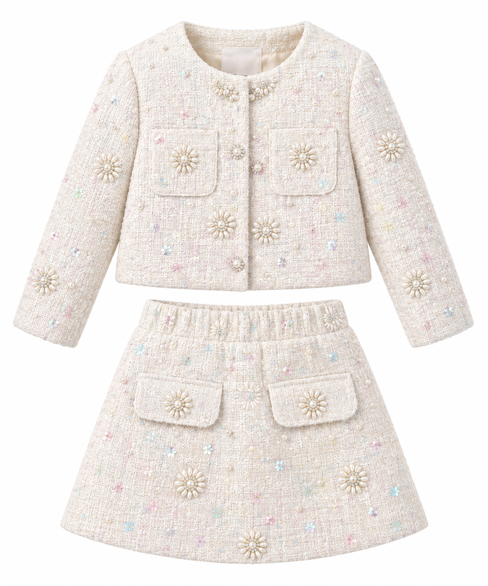 Ivory Tweed Jacket & Skirt Set