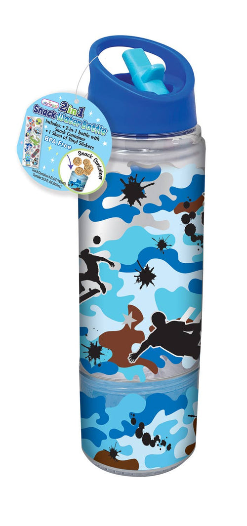 Camo 2 in 1 Snack Water Bottle