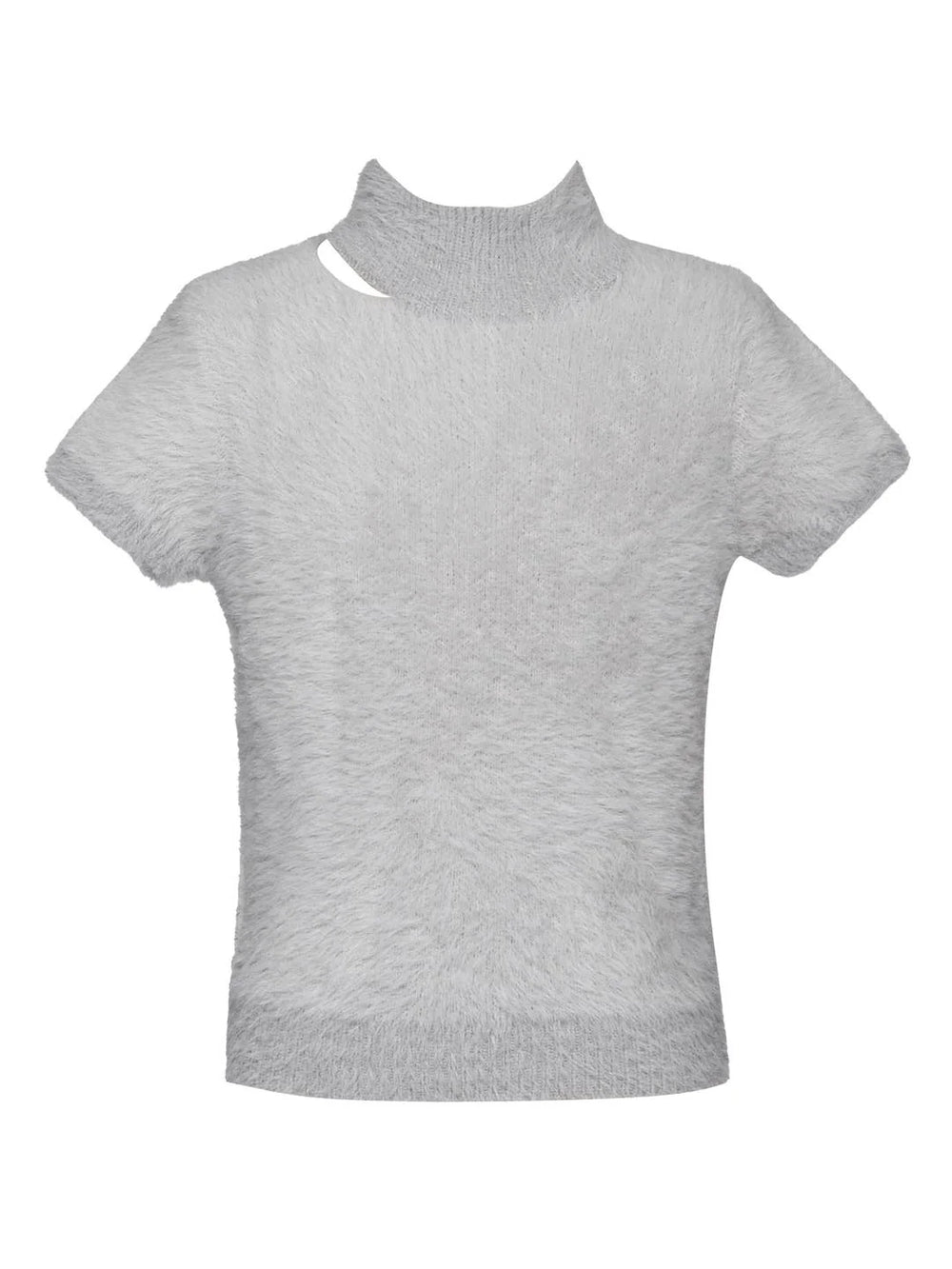 Fuzzy Blouse w/Asymmetric Neck Cutout