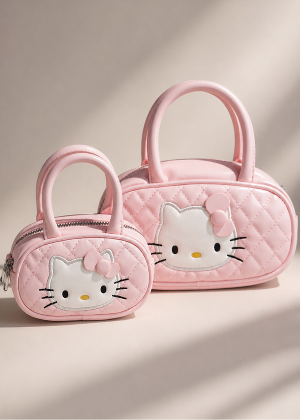 Pink Quilted Kitty Handbag