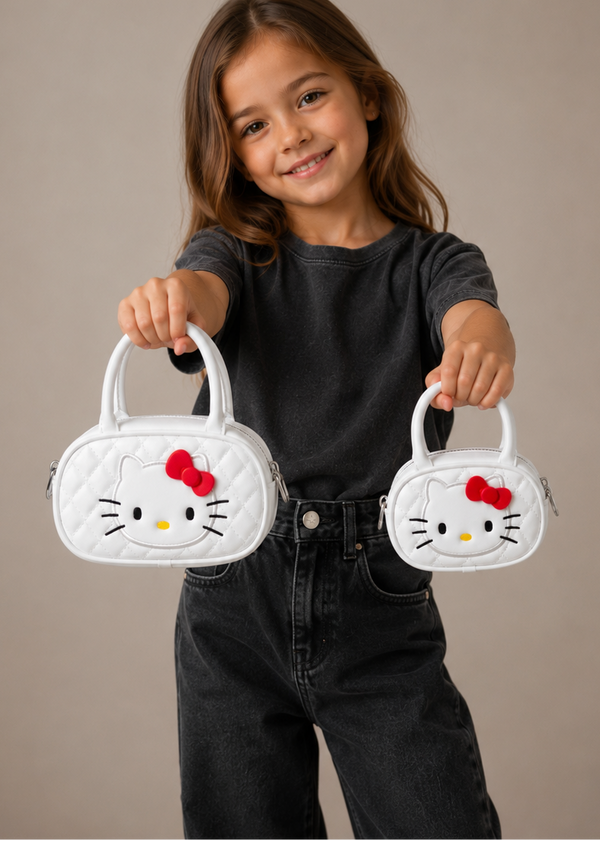 White Quilted Kitty Handbag