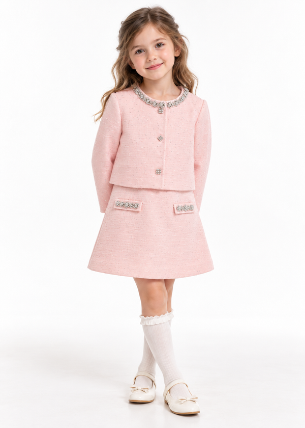 Pink Tweed Jacket & Dress Set
