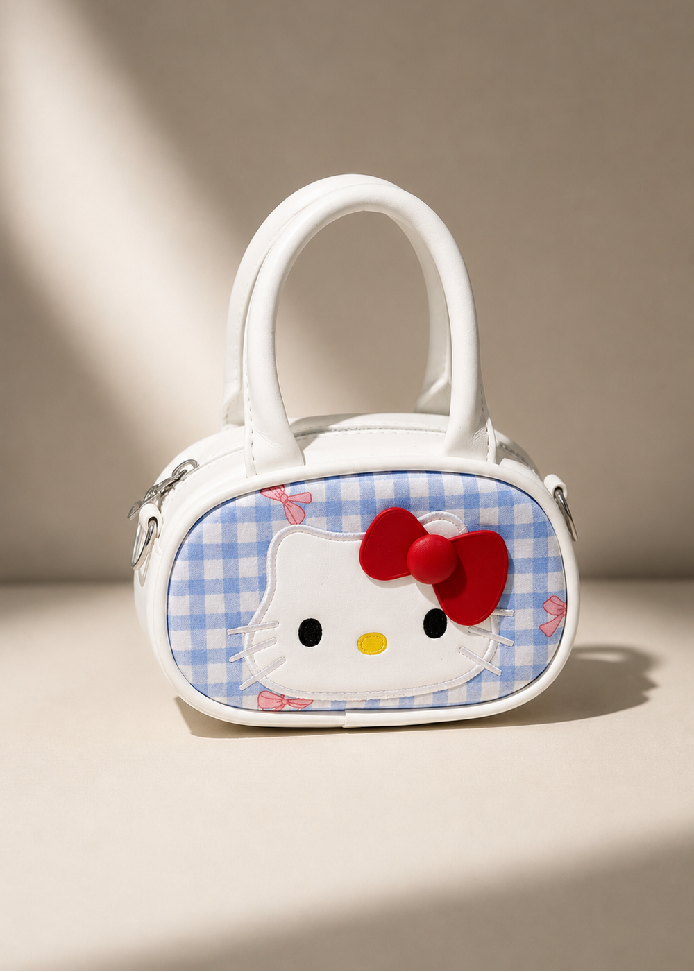 Blue Gingham Kitty Handbag