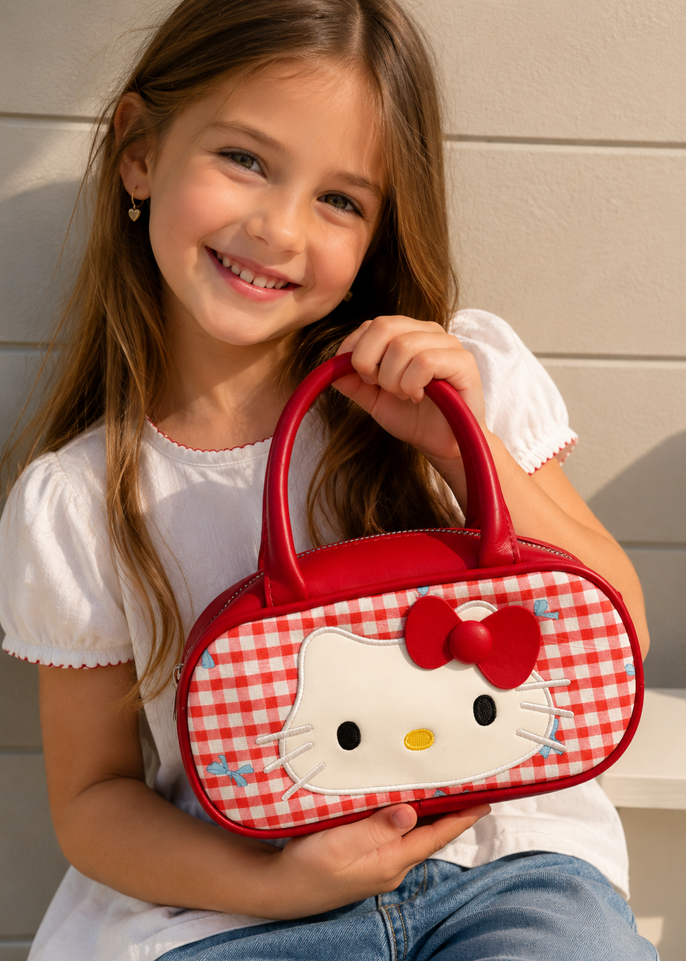 Red Gingham Kitty Handbag