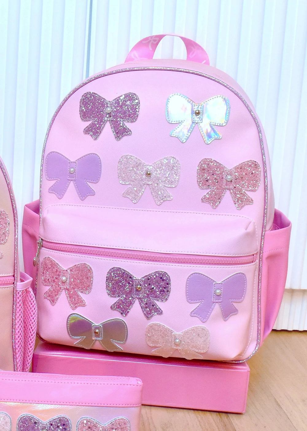 Glitter Bow Patched Large Backpack