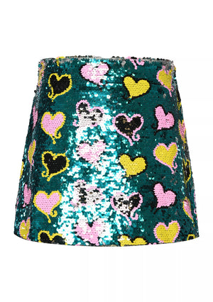 Hannah Banana sequined heart printed skirt