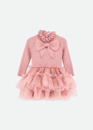 Angels Face Bliss Baby Knitted and Tulle Dress Tea Rose