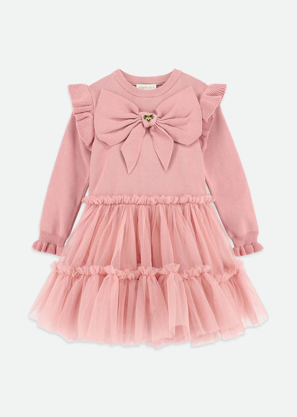 Bliss Knitted and Tulle Dress Tea Rose