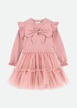 Bliss Knitted and Tulle Dress Tea Rose