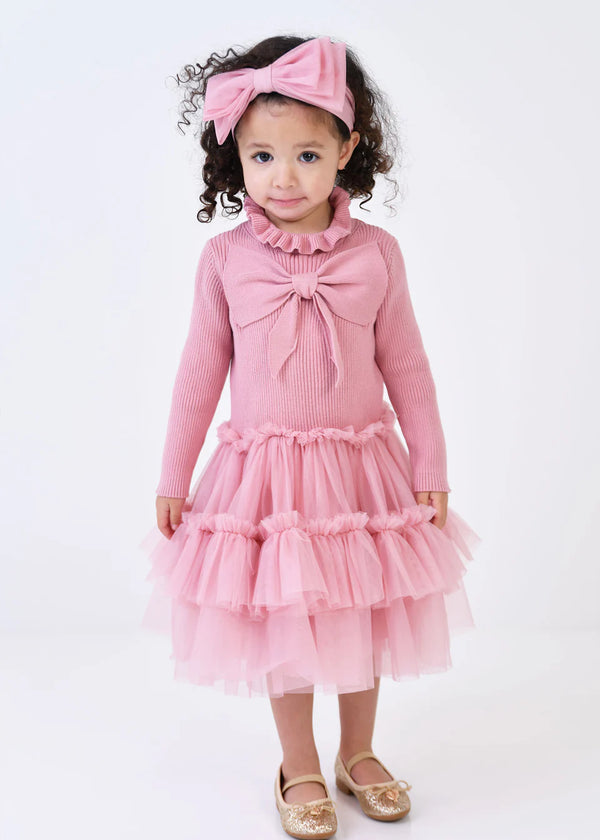 Angels Face Bliss Baby Knitted and Tulle Dress Tea Rose