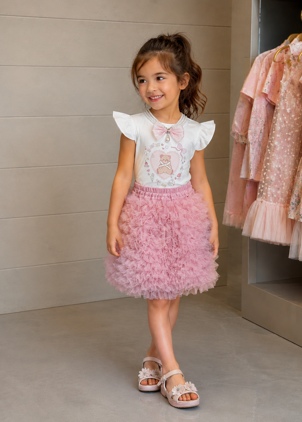 Pink Ruffle Tulle Skirt