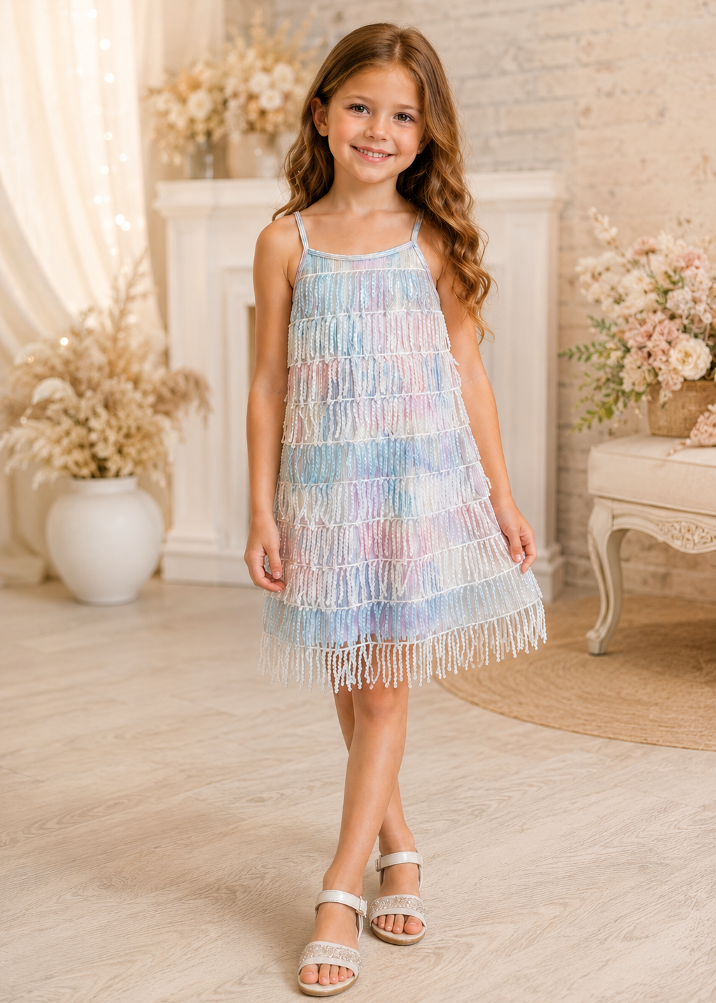Sequin Tassel Dress - Blue Multi 6X