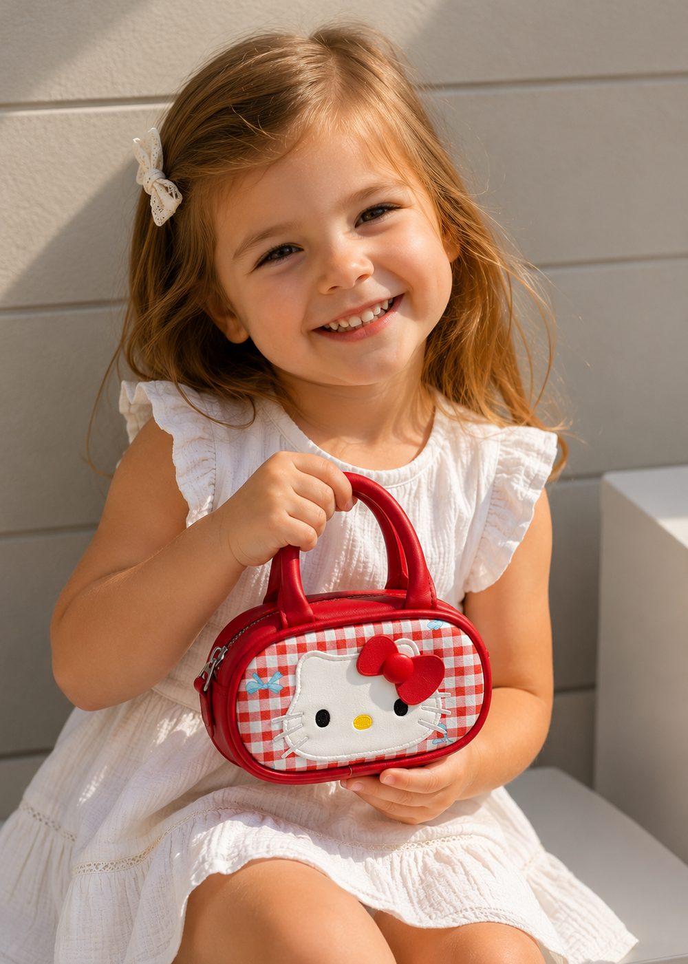 Red Gingham Kitty Handbag