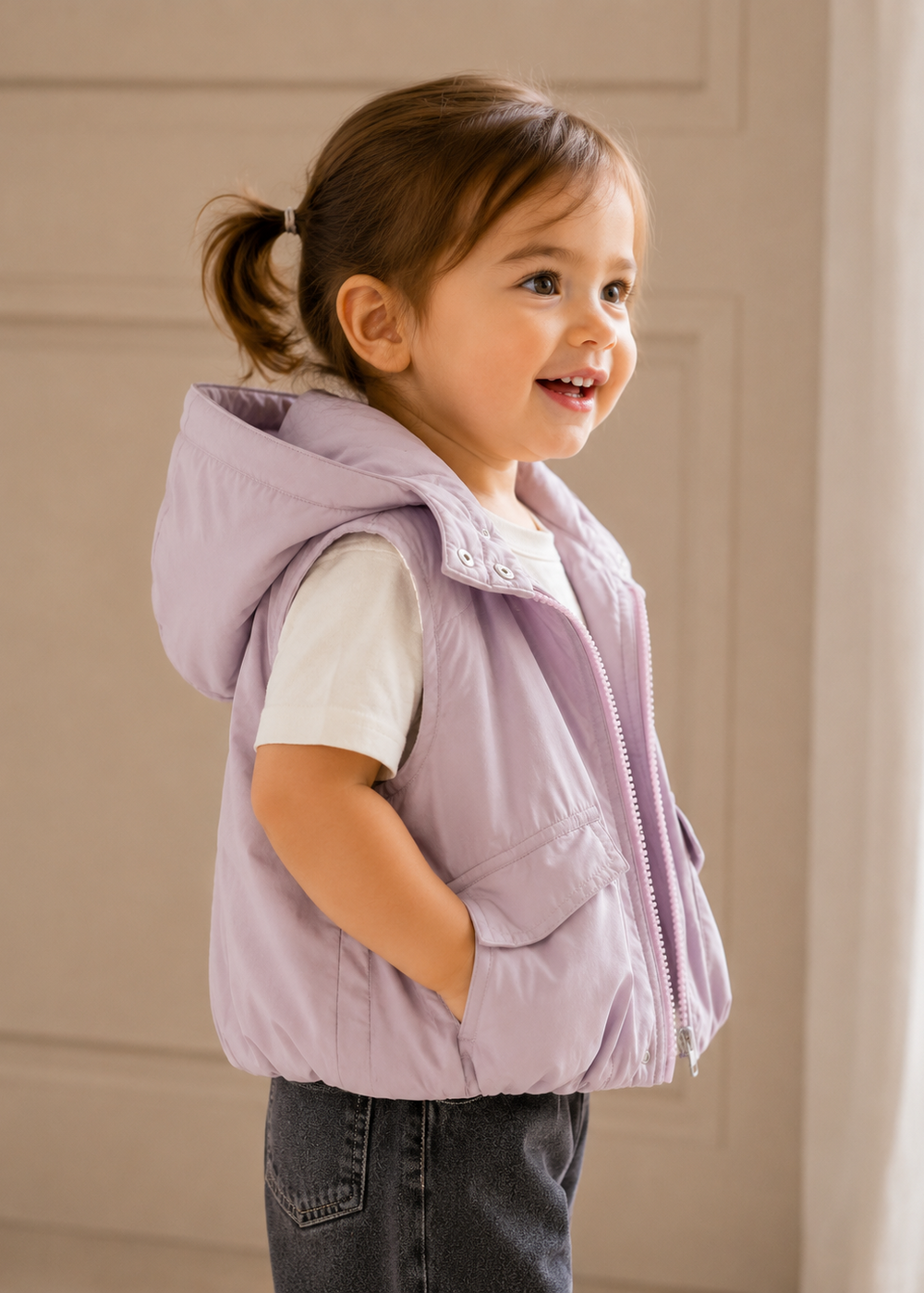 Light Lilac Hooded Vest