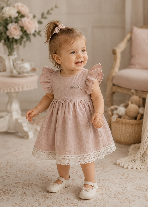Blush Lace Trim Dress