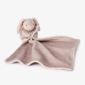 Taupe Lovie bunny security blankie with gift box for baby