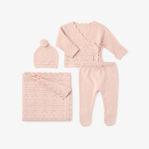 Pink cashmere baby set with box "Take me home"