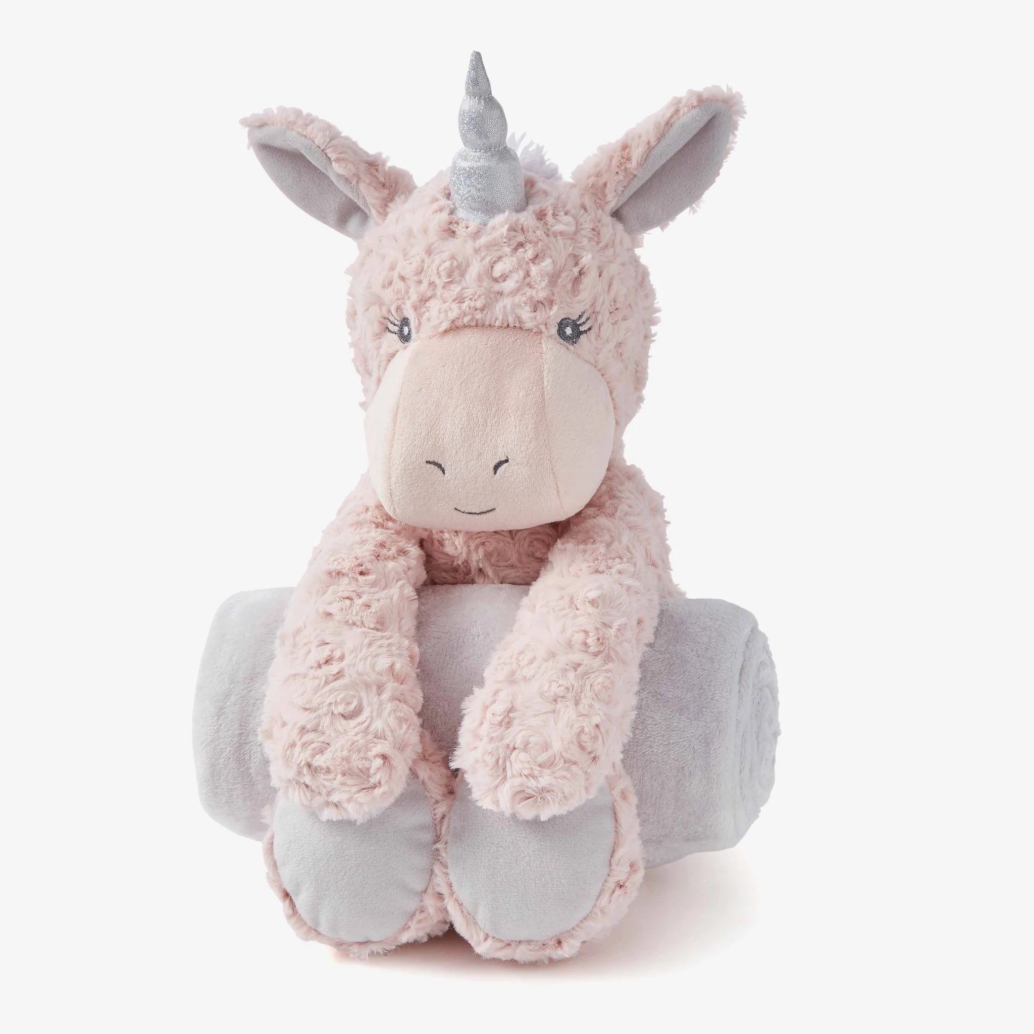 Swirl pink unicorn bedtime huggie plush toy for baby