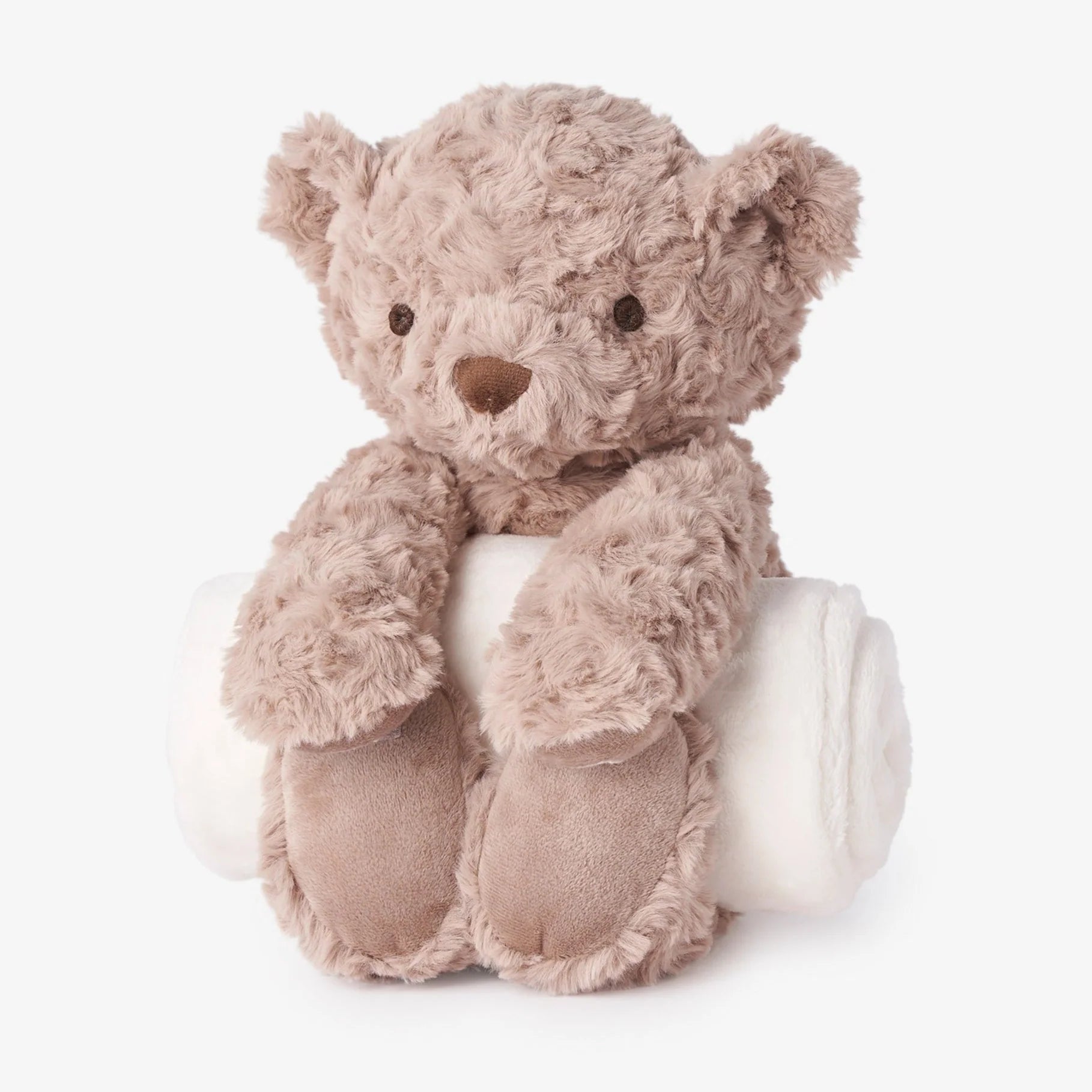 Bear bedtime huggie plush toy with blanket for baby