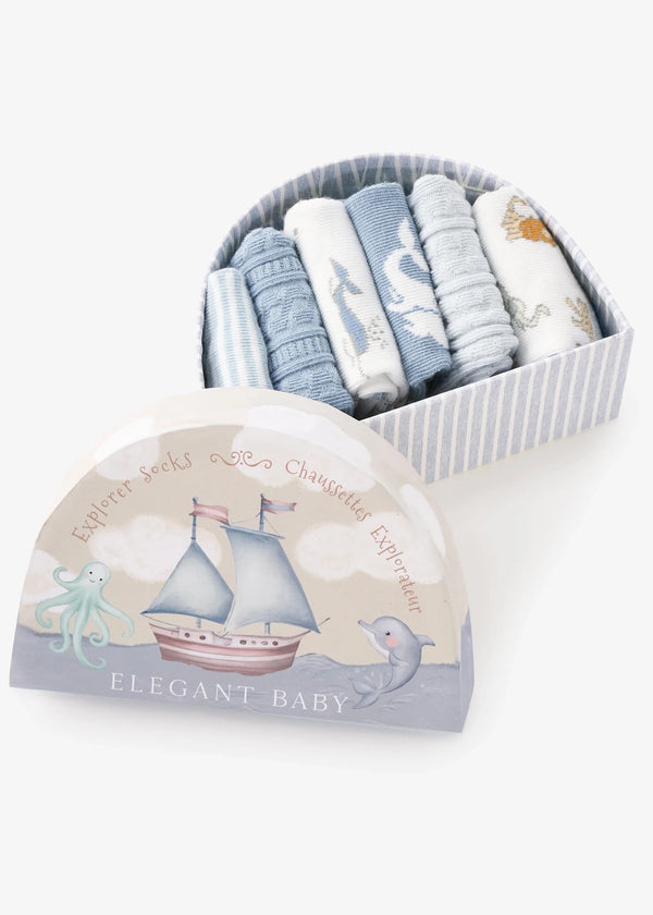 WORLD EXPLORER NON-SLIP BABY SOCKS 6 PK