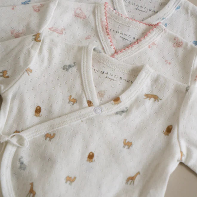 Pink Swan Organic Cotton Pointelle Layette 3 Pc Gift Set