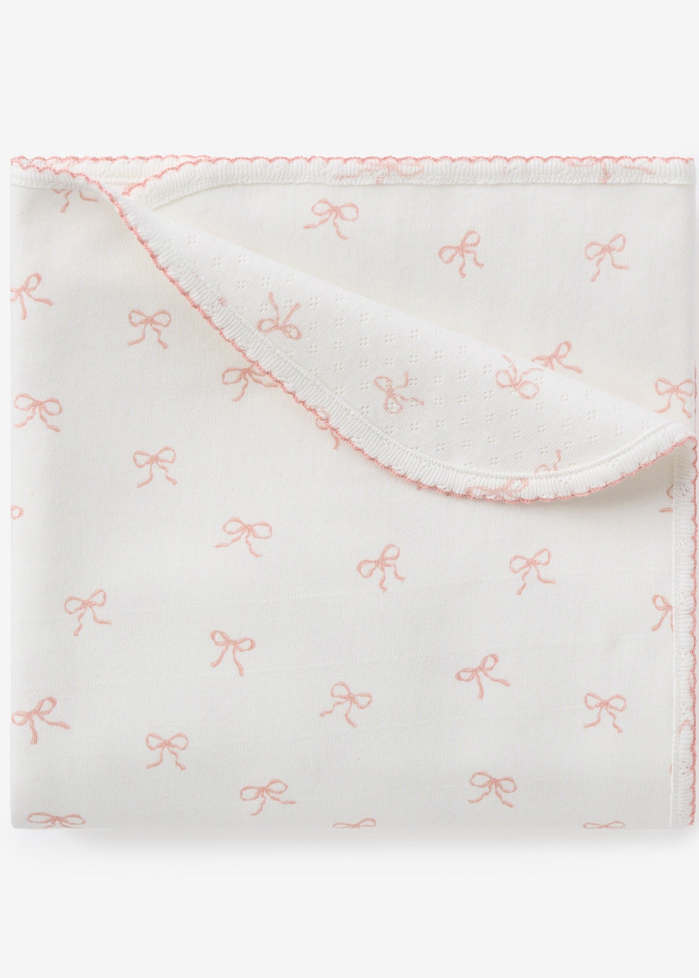 PINK BOW PRINT ORGANIC DOUBLE LAYER SWADDLE BLANKET