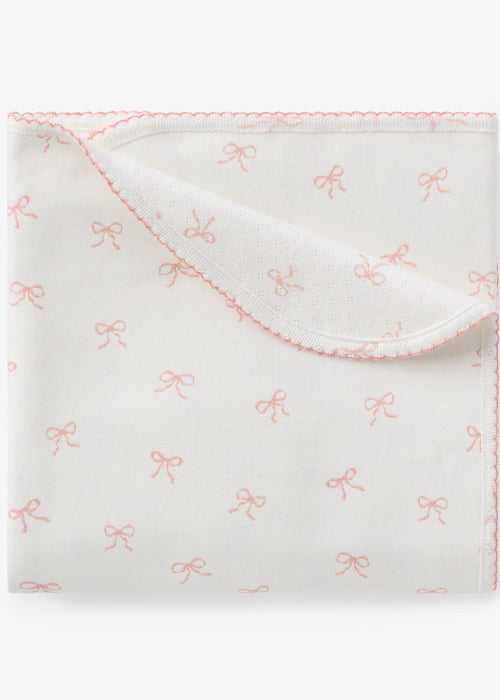 PINK BOW PRINT ORGANIC DOUBLE LAYER SWADDLE BLANKET