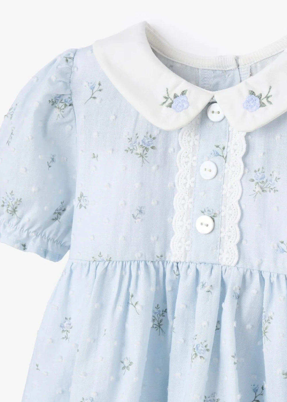 Blue English Rose Pintucked Dress