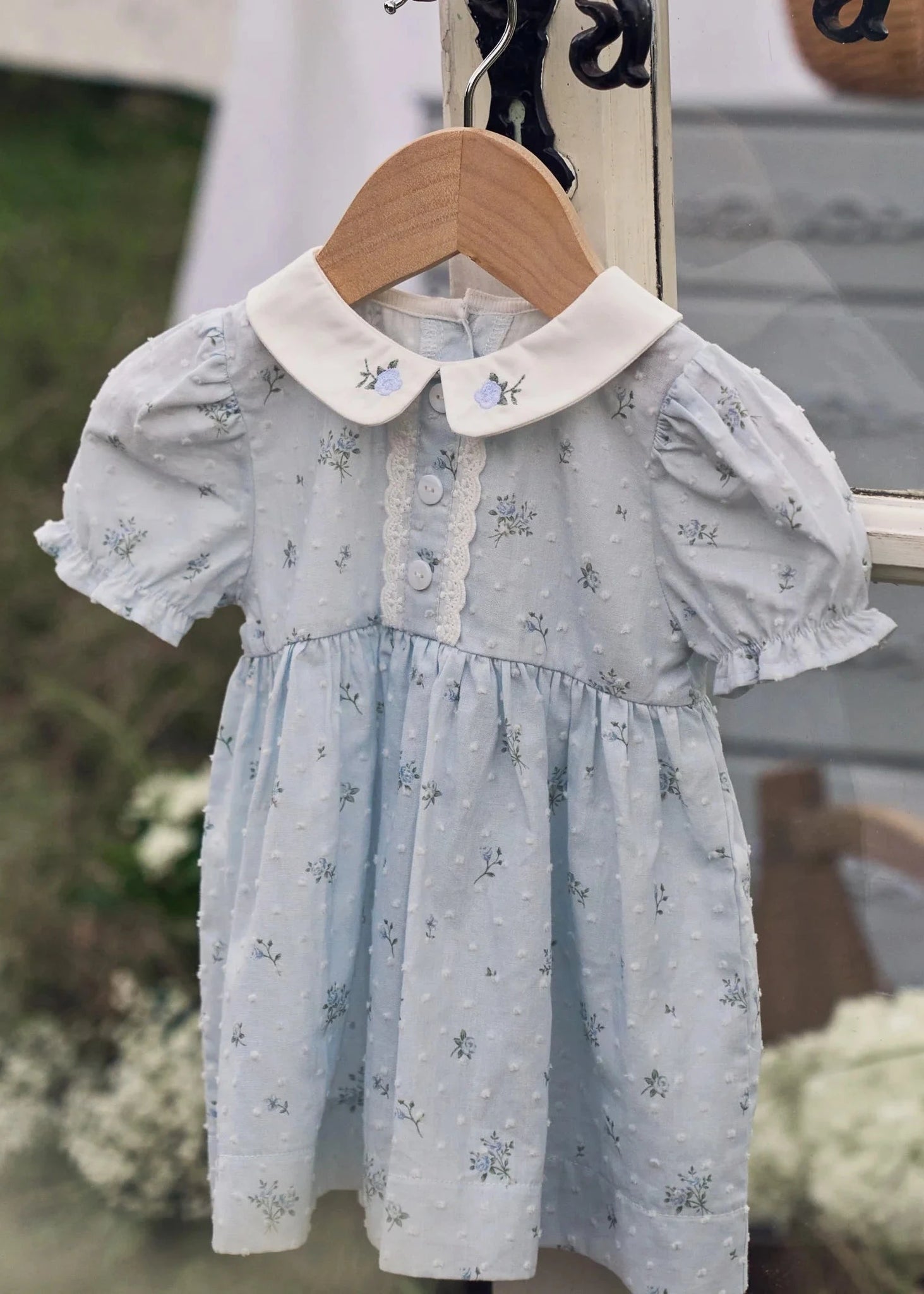 blue dress with roses kids English Rose Pintucked Choose Set:Outfit w/Necklace the dress is fully womens korean style short Harper-Blocklist-Archive