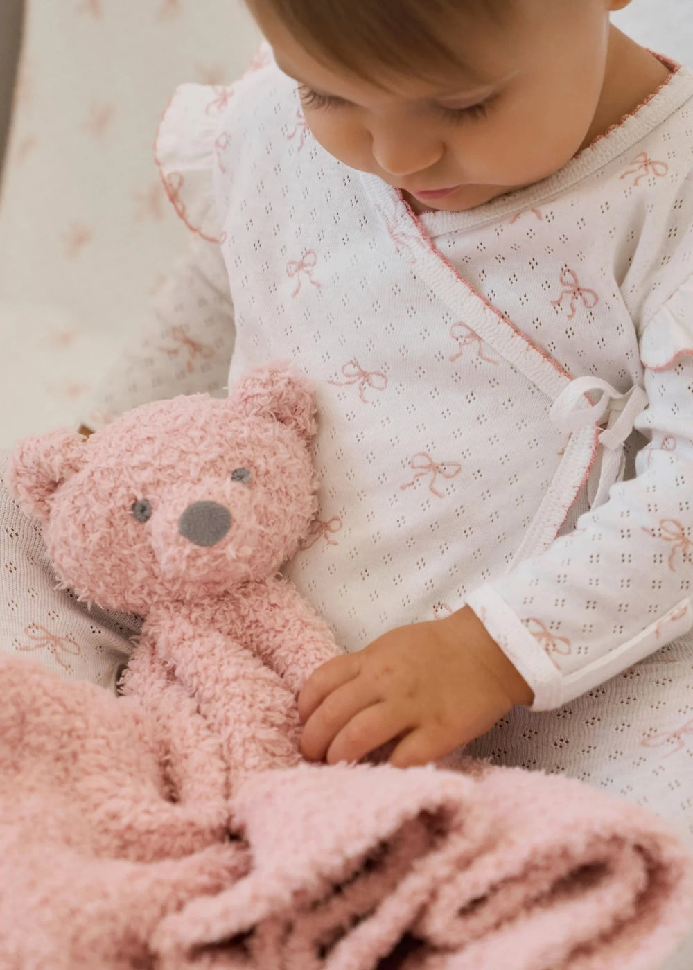 PINK BOW ORGANIC COTTON POINTELLE 3PC BAG SET