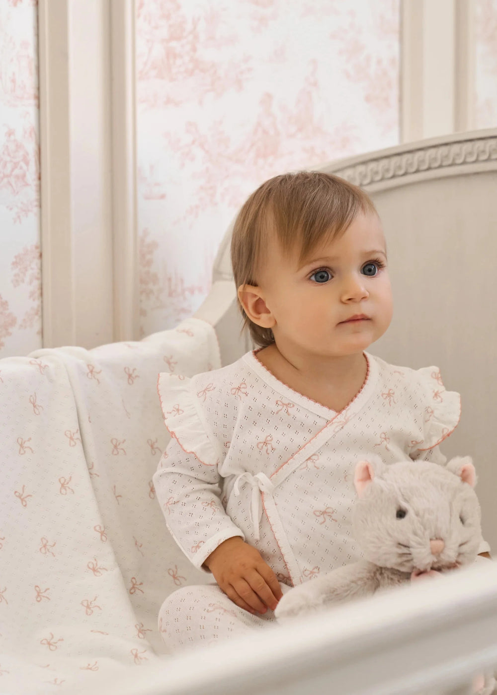PINK BOW ORGANIC COTTON POINTELLE 3PC BAG SET