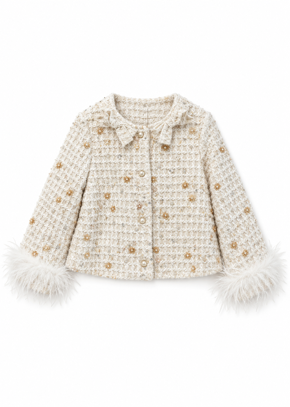 Gold Trim Tweed Jacket & Dress Set