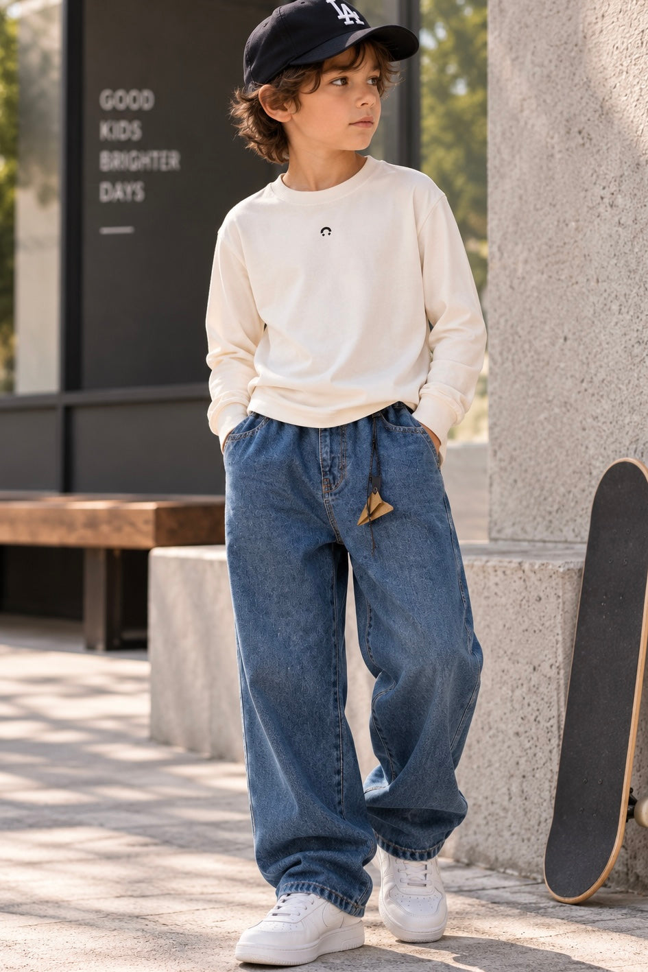 Wide Leg Jeans Elastic Waist