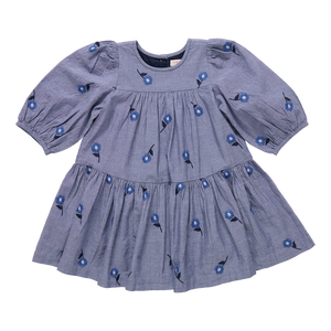 Fiona Dress-Blue Blossom Embroidery