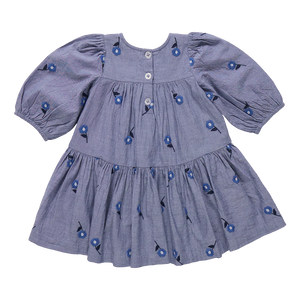 Fiona Dress-Blue Blossom Embroidery