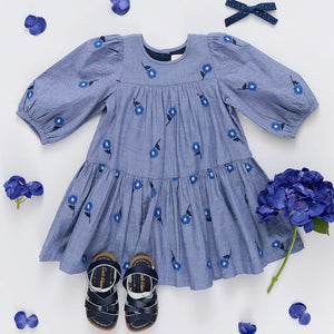 Fiona Dress-Blue Blossom Embroidery
