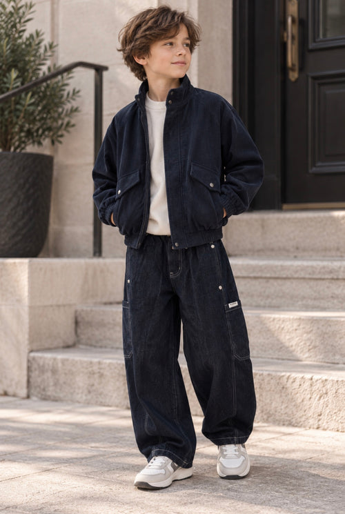 Boys’ Premium Navy Corduroy Bomber Jacket