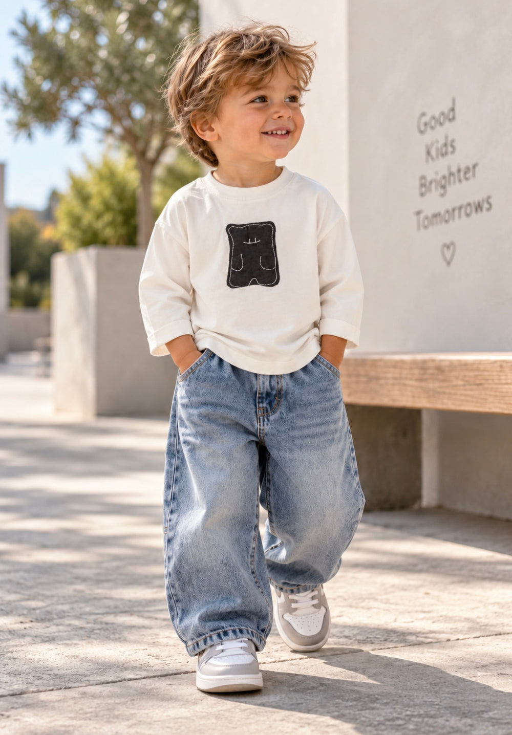 Boys’ Minimalist Graphic Long Sleeve Tee