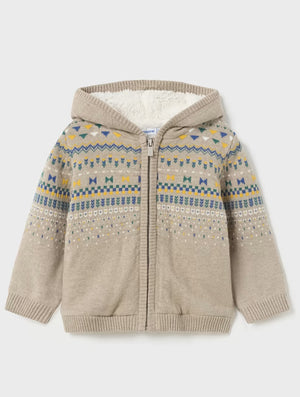Baby Boy knit jacket sherpa lining