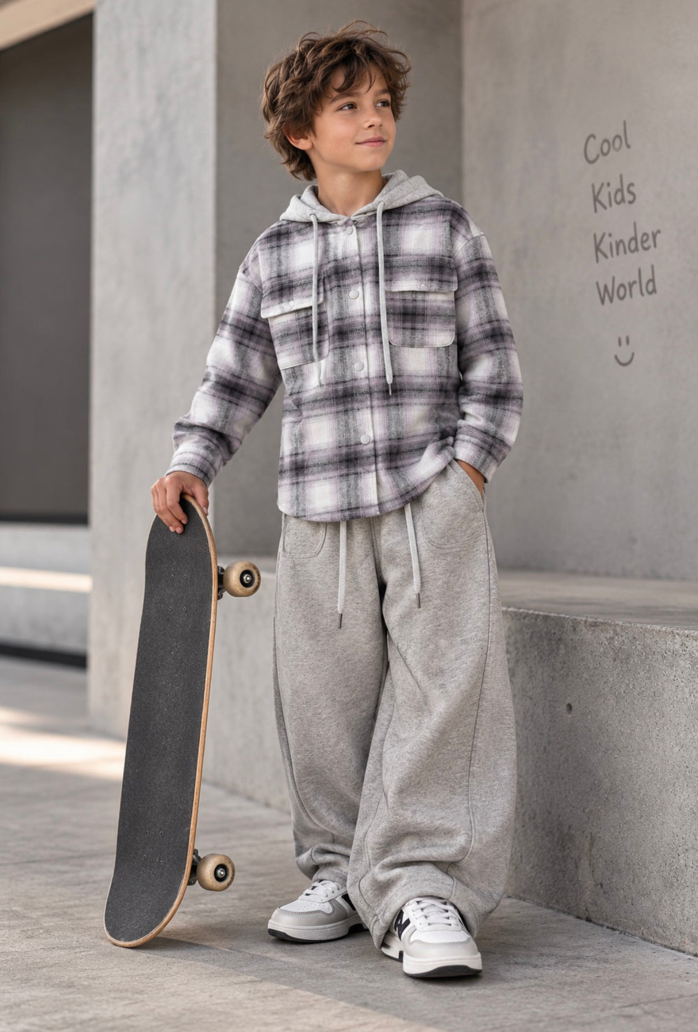 Boys’ Relaxed Wide-Leg Sweatpants – Gray